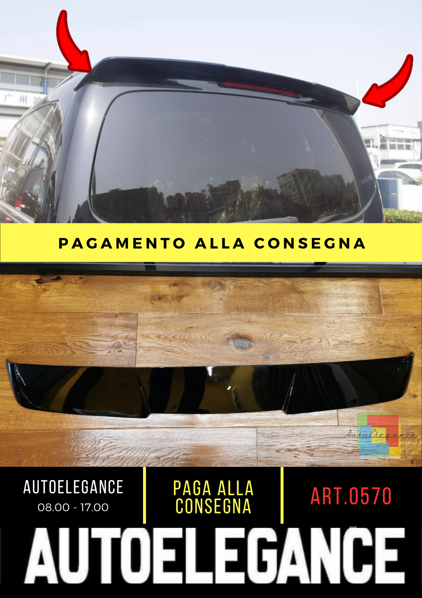 🔥0570 SPOILER ADATTO PER MERCEDES BENZ VITO W447 2014+ NERO LUCIDO🔥