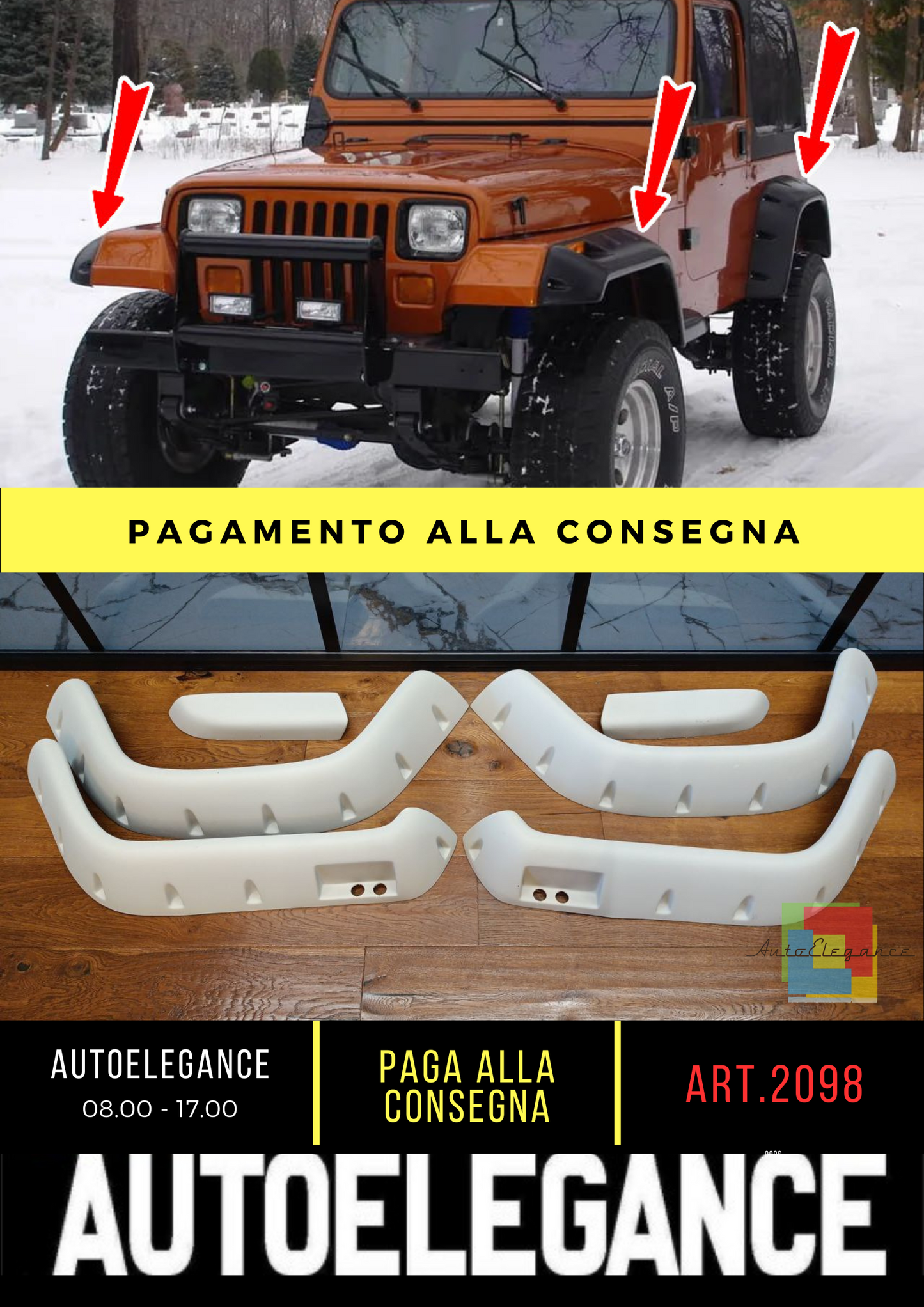💥2098 PARAFANGHI ADATTO PER JEEP WRANGLER YJ 1987-1996 GREZZI💥