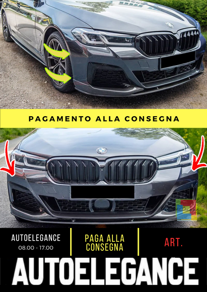 ⭐Sotto paraurti BMW G30 LCI 2020+ - Front Lip M Performance Style, 2 nero lucid⭐