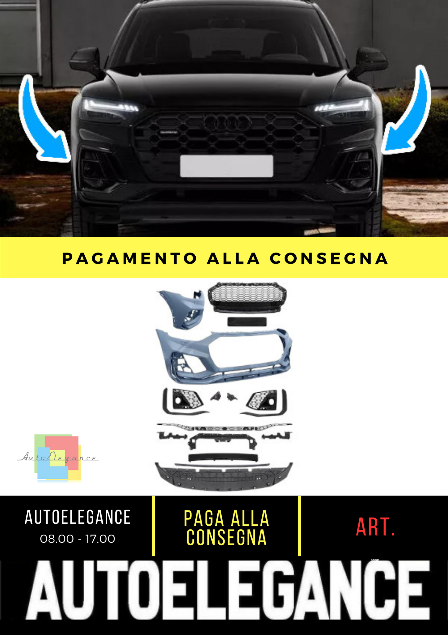 💥FRONT BUMPER SUITABLE FOR AUDI Q5 sporty black gloss plastic💥 