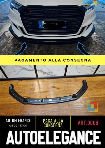 🔥0006 SPLITTER ADATTO PER AUDI A3 8V 2016-2020 S3 S-LINE NERO LUCIDO🔥