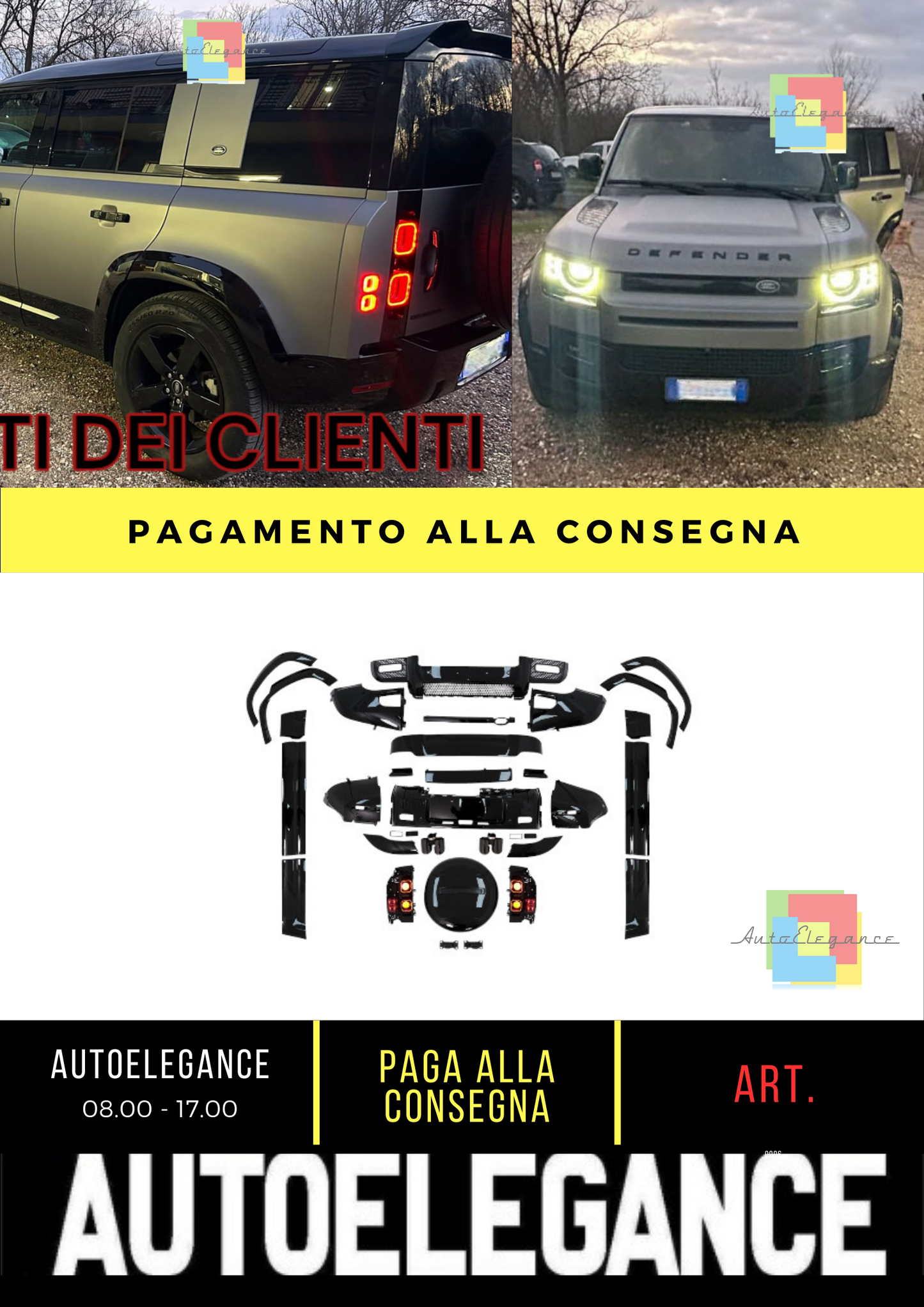 🔥BODYKIT SUITABLE FOR Land Rover Defender SUV L663 (from 19 onwards) Piano BlacK🔥