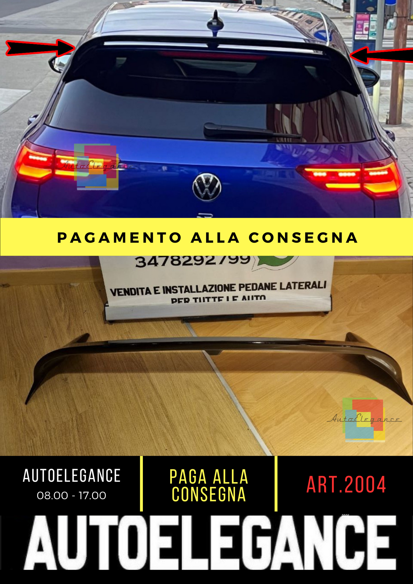 ⭐2004  Spoiler adatto per VW VOLKSWAGEN Golf MK 8 R 2020+ nero⭐