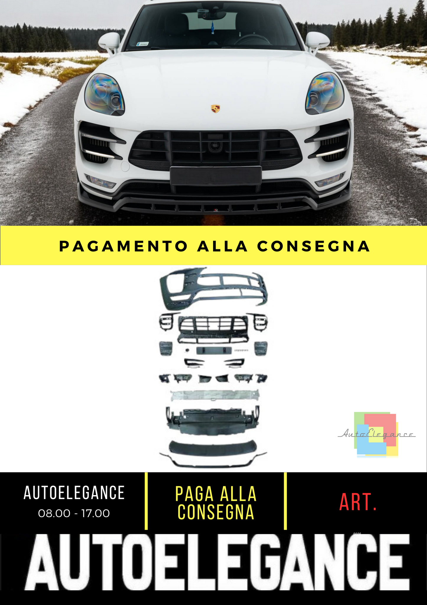 ⭐Paraurti anteriore ADATTO PER Porsche MACAN 14-18 Tuning Sport bumper⭐