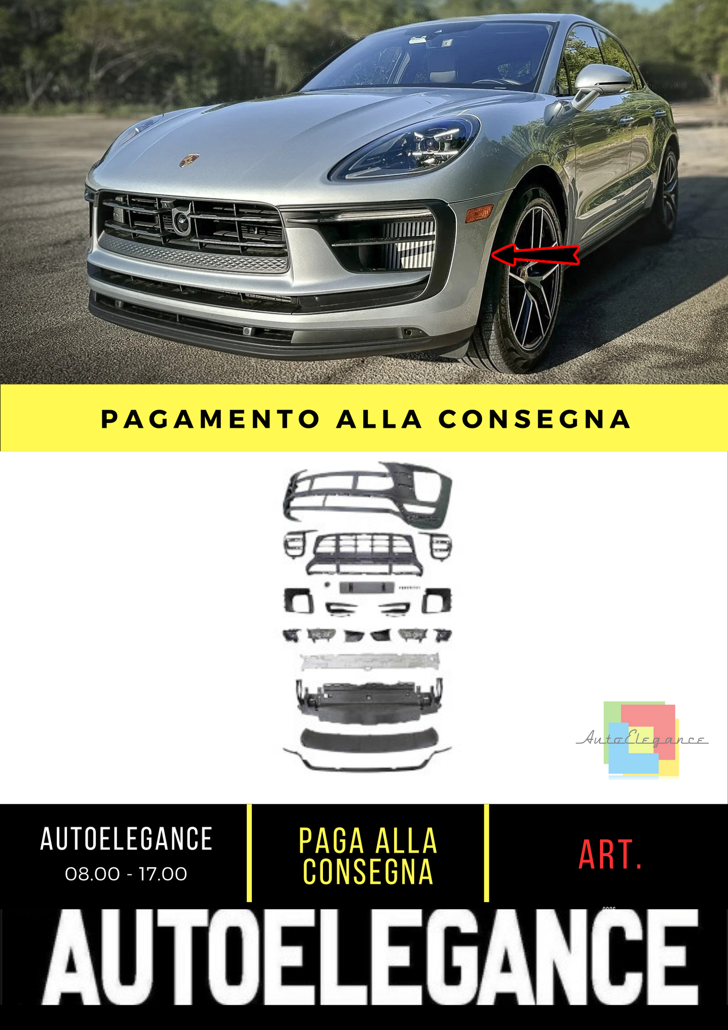 ⭐Front bumper SUITABLE FOR Porsche MACAN 14-18 Turbo Look WITHOUT CAMERA⭐