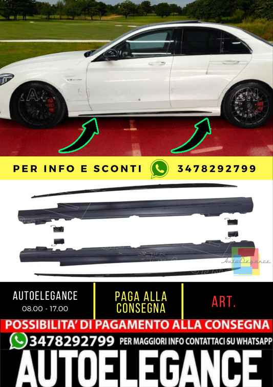 🔥C63 AMG Look Side Skirt Set for Mercedes C-Class (W205) Sedan Sta🔥