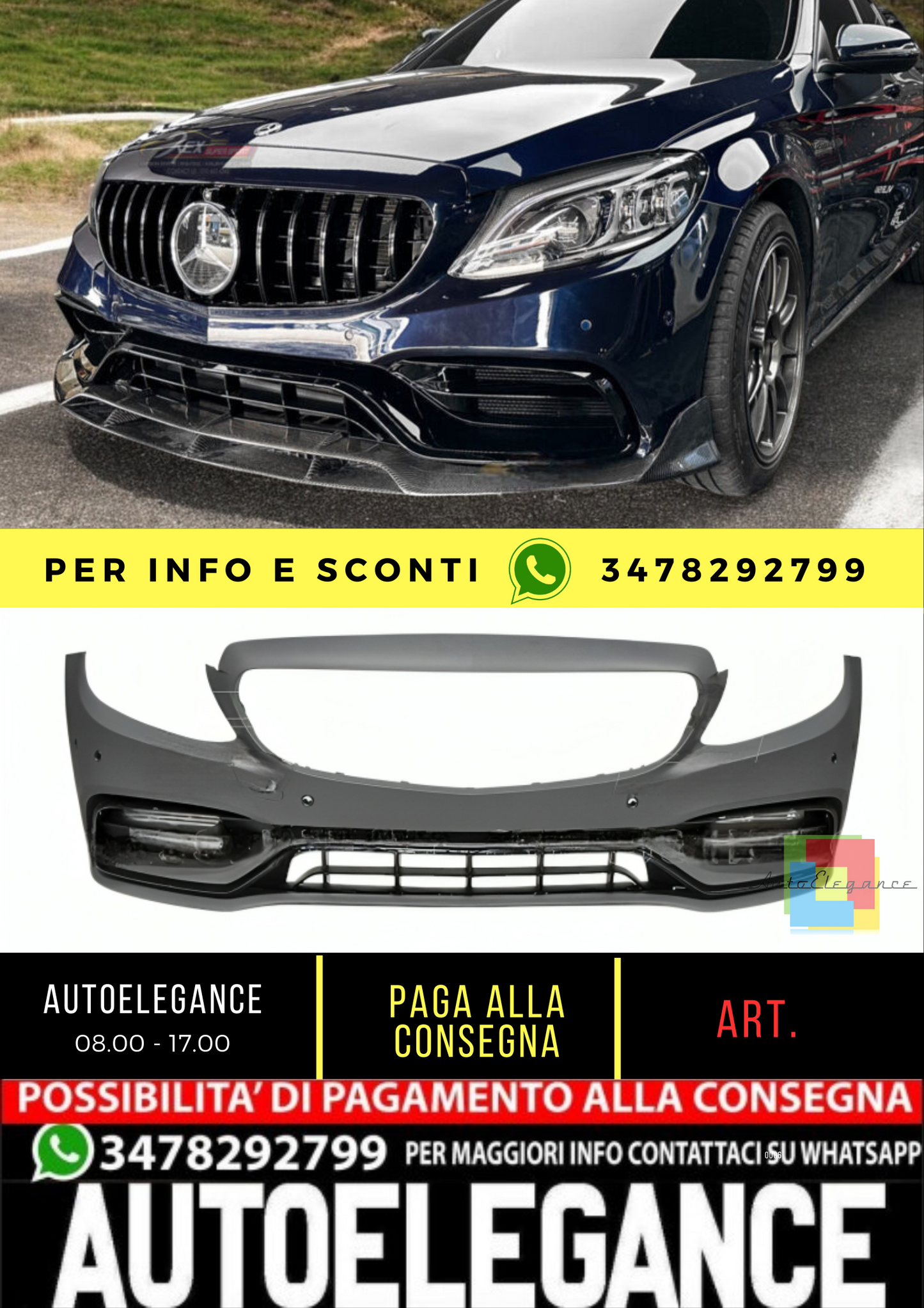 🔥Front bumper C63 AMG Facelift Look for Mercedes C-Class (W205) Berlin🔥