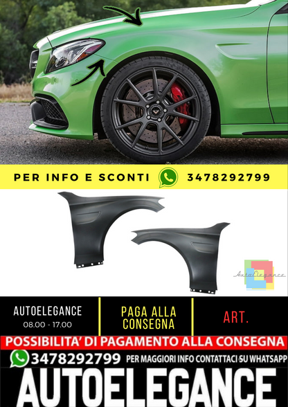 🔥Set parafanghi anteriori acciaio C63 AMG Look per Mercedes Classe C (W205) 🔥