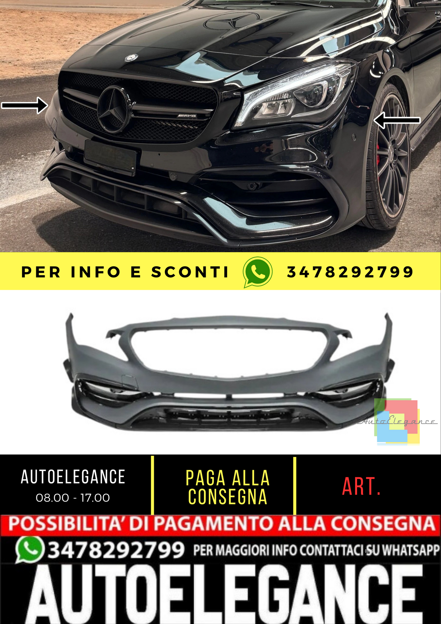 🔥Front bumper CLA45 AMG Look suitable for Mercedes CLA (C117) (2013-2019)🔥