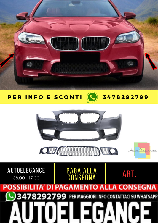 ⭐Paraurti anteriore M5 Look con SRA per Bmw 5 (F10) Berlina Touring (2009-2013)⭐