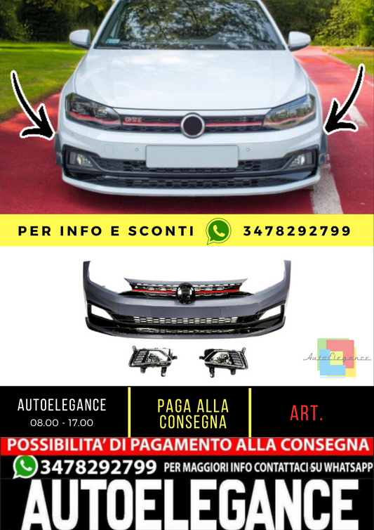 ⭐Paraurti anteriore GTI Look & Fendinebbia per VW Polo VI (AW) (2017-2021)⭐