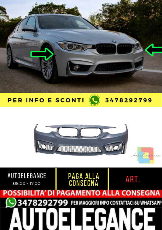 ⭐M3 Look Front Bumper with SRA for Bmw 3 (F30) Sedan Touring (2011-2018)⭐ 