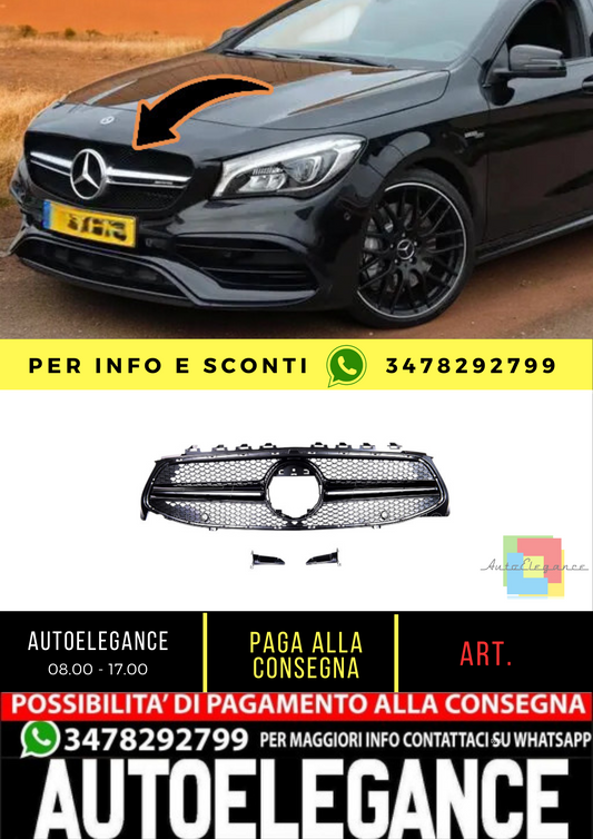 ⭐Griglia Anteriore CLA35 AMG Look adatto per Mercedes CLA (C118) (2019-On) Nero⭐