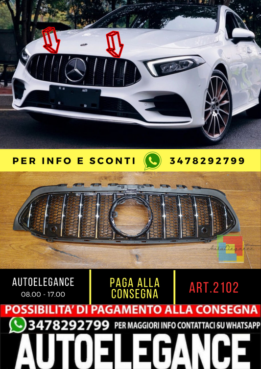 🔥2102 GRILLE SUITABLE FOR MERCEDES BENZ A CLASS W177 18-2022 CHROME WITH MESH🔥 