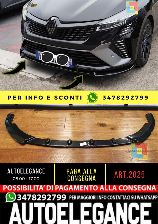 ⭐2025 SPLITTER SUITABLE FOR RENAULT CLIO 5 2023+ GLOSSY BLACK⭐ 