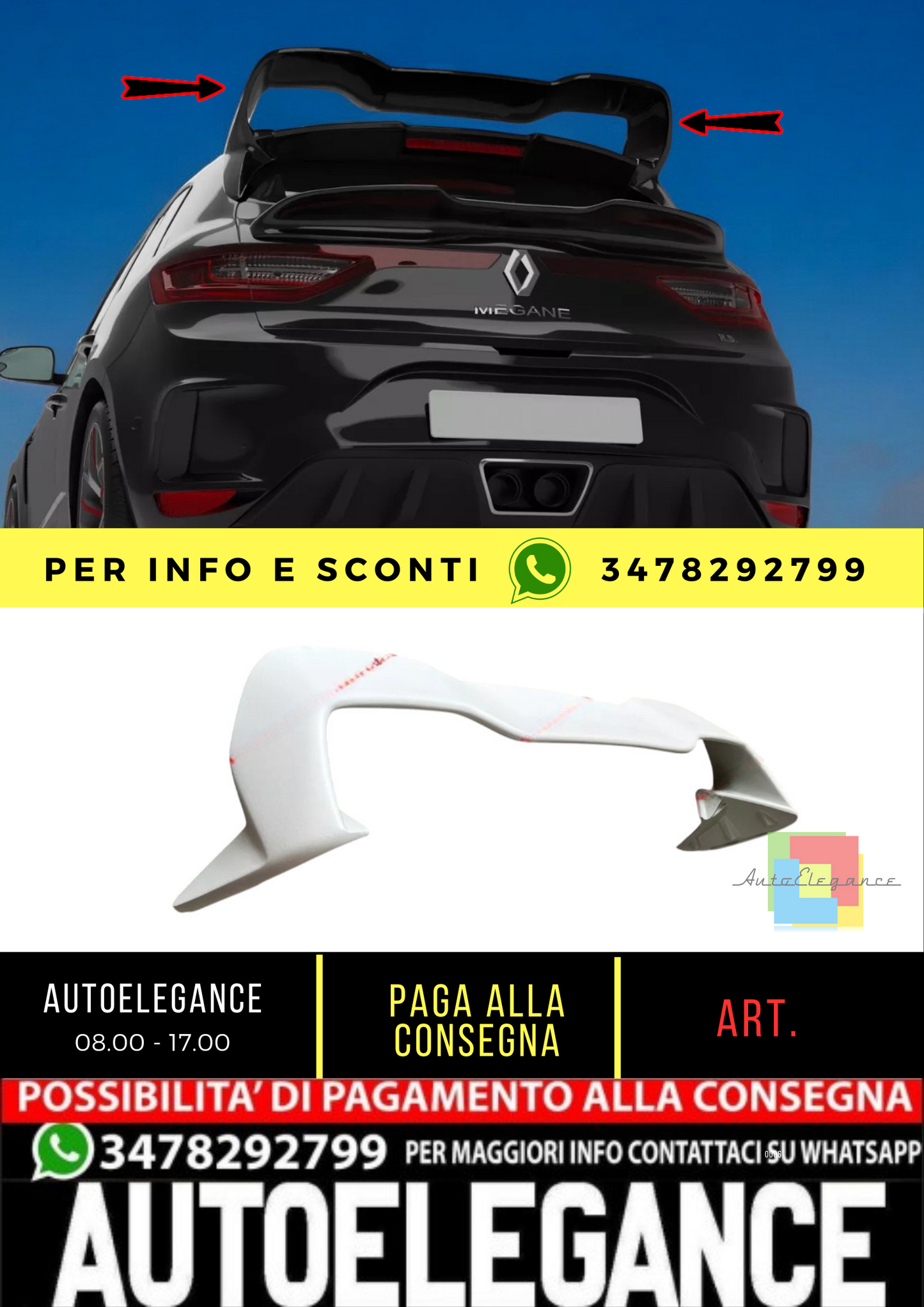 ✨RS CUP STYLE REAR WING SPOILER FOR MEGANE 4 RS - ONLY FOR MEGANE 4 RS✨