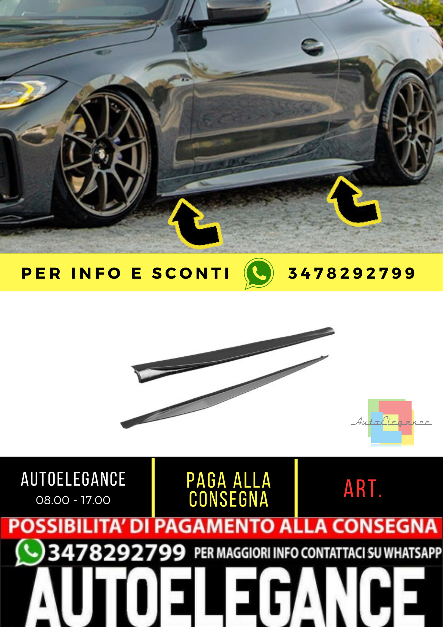 ⭐BMW G22 20+ under side skirts extension m440i m package black gloss⭐ 