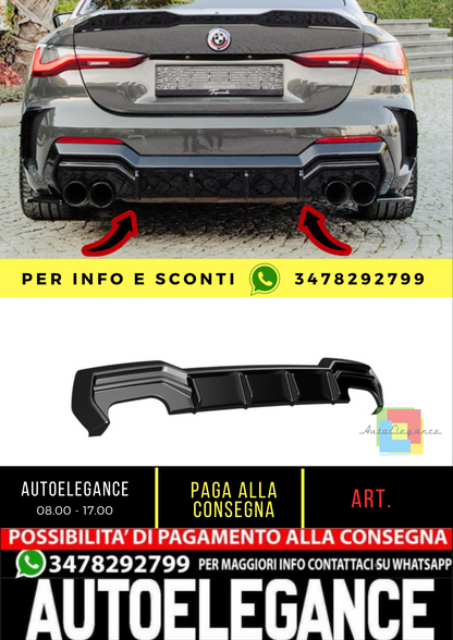 ⭐Diffusore Adatto Per BMW G22 20+Diffuser Rear A Plus M440i M Pack nero lucido ⭐