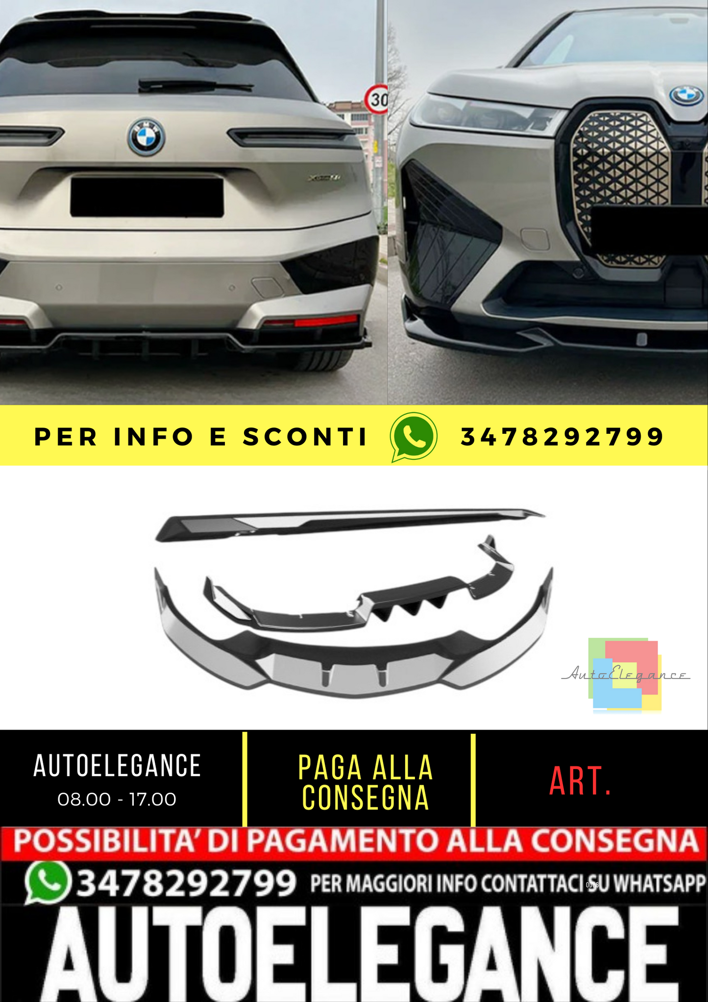 ⭐BODYKIT SUITABLE FOR BMW iX M-Pack i20 21+front bumper splitter external lip⭐ 