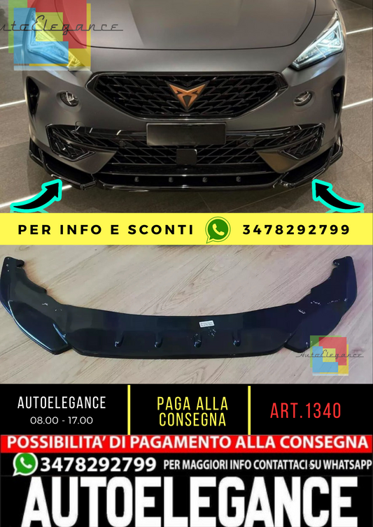 1340🔥SPLITTER ADATTO PER CUPRA FORMENTOR 2020+ NERO LUCIDO DESIGN SPORTIVO🔥