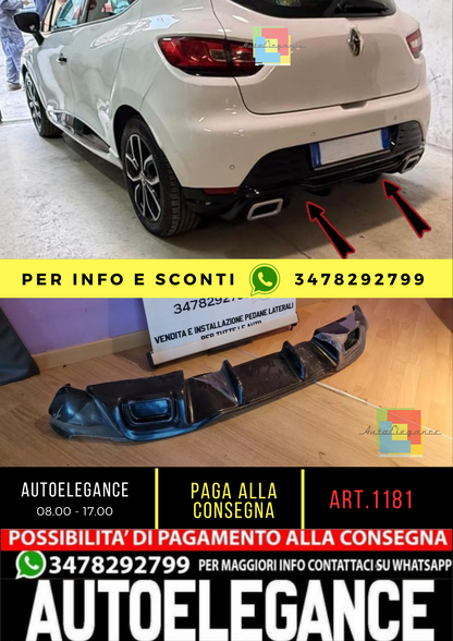 1181🔥RENAULT CLIO 4 IV 12-19 REAR DIFFUSER RS DESIGN ABS GLOSSY BLACK 🔥 
