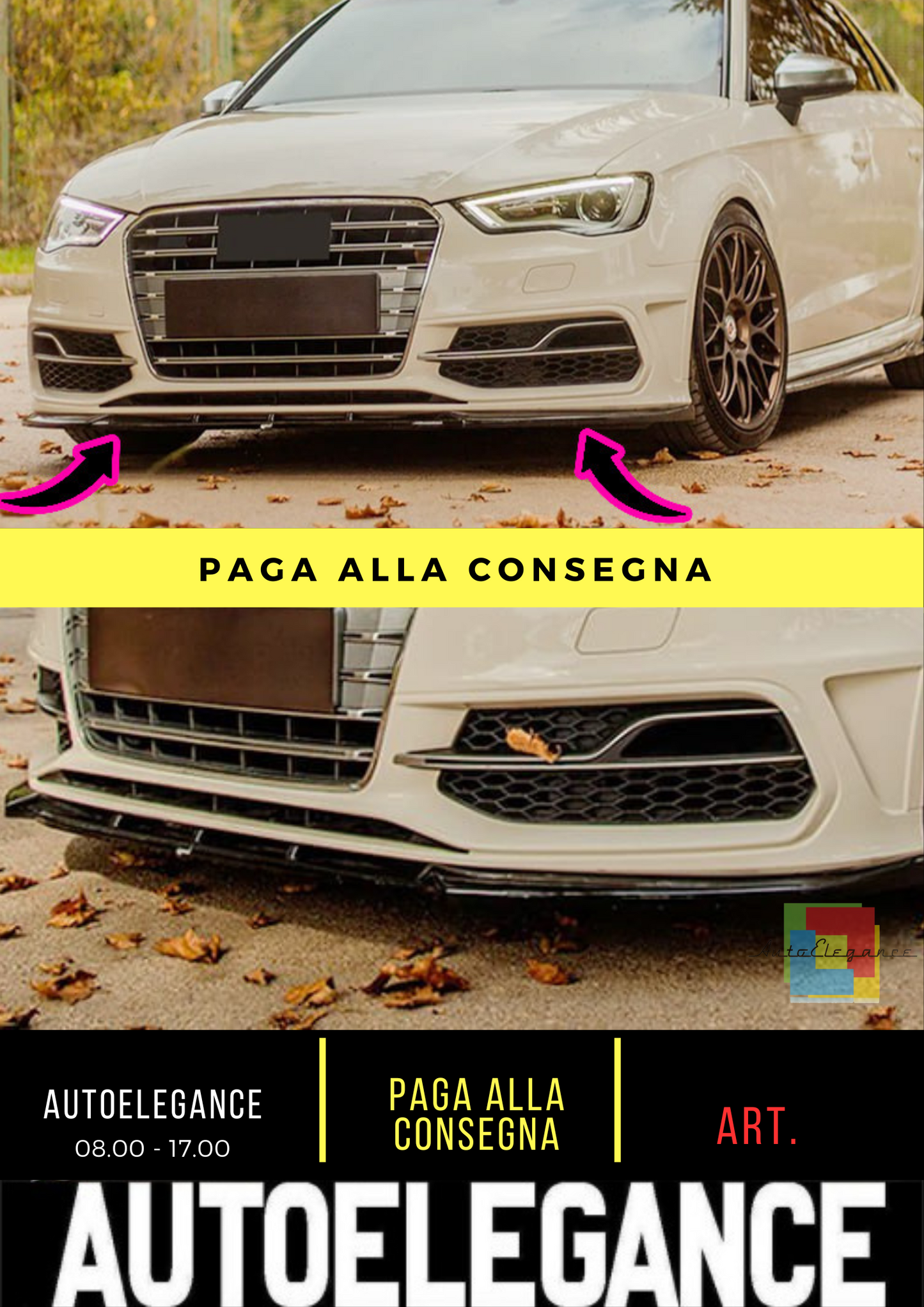 🔥Splitter Adatto Per Audi A3 S3 8V SLINE SB 2012+ NERO LUCIDO🔥