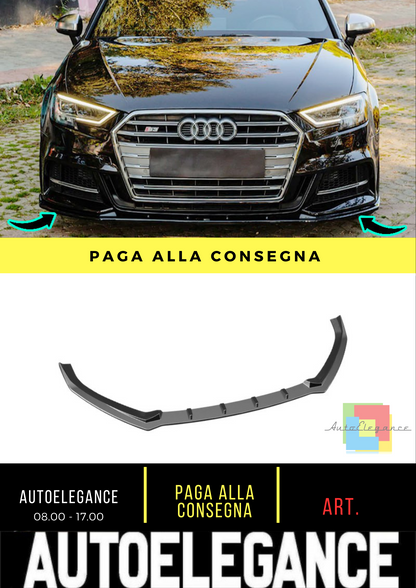 🔥splitter adatto per Audi A3 S3 8V SLINE LIFT 2017+ NERO LUCIDO🔥