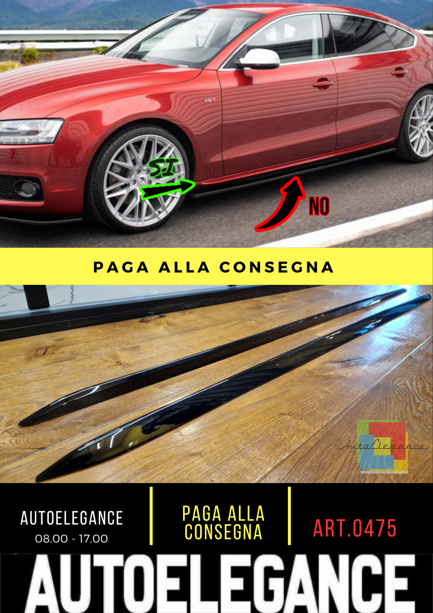 0475🔥Coppia minigonne laterali sline Adatto Per Audi A4 b8🔥