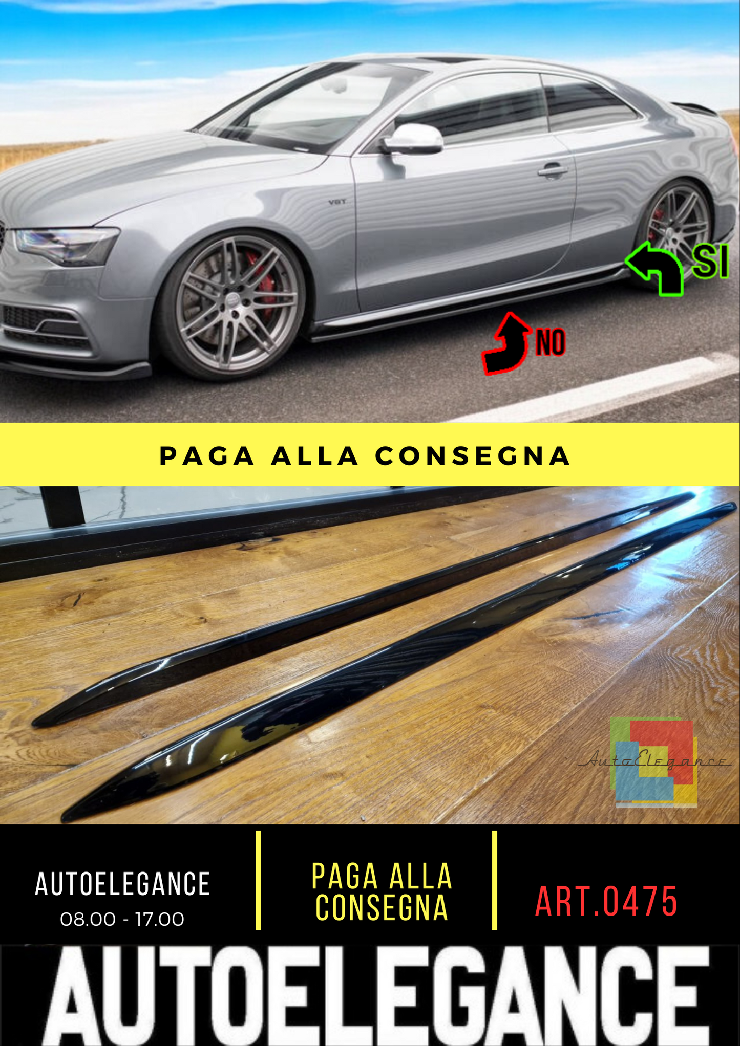 0475🔥Coppia minigonne laterali sline Adatto Per Audi A5 cabrio🔥