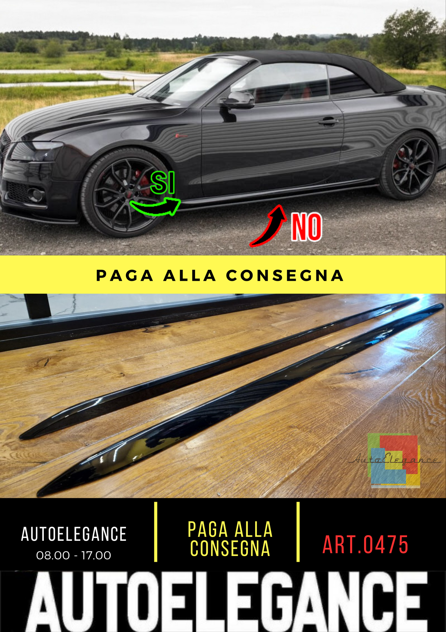0475🔥Coppia minigonne laterali sline Adatto Per Audi A5 cabrio🔥