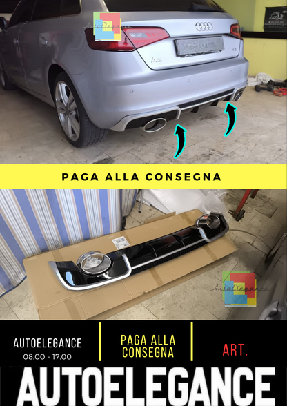 🔥DIFFUSORE ADATTO PER AUDI A3 8V STANDARD 12-16 LOOK RS3 🔥