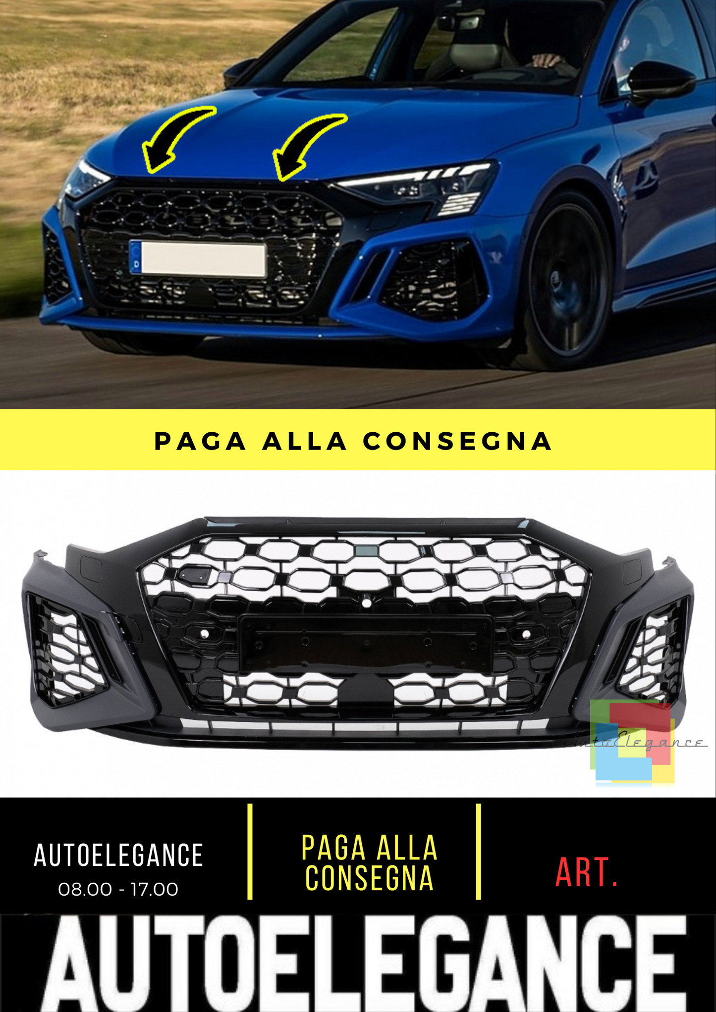 🔥Front bumper suitable for Audi A3 8Y (2020-) Sedan Sportback RS3 Desig🔥 