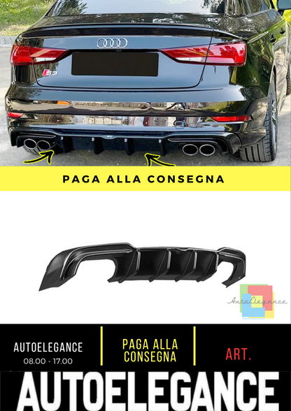 🔥Audi A3 LOOK RS3 S3 8VSLINE LIFT SEDAN SALOON 2017+ GLOSSY BLACK Diffuser 🔥 