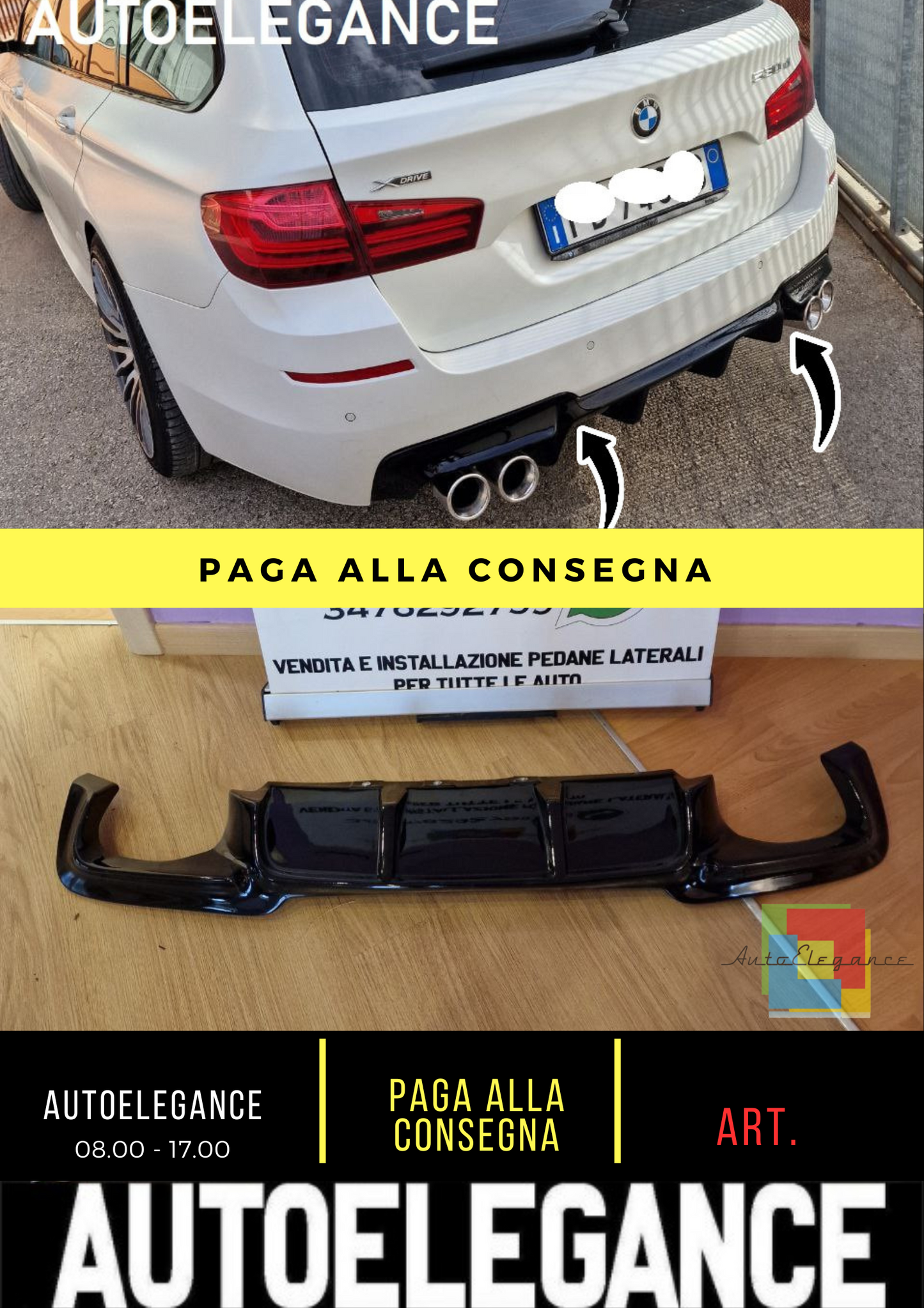 💥Diffusore nero lucido adatto per bmw f11 f10 paraurti M 💥