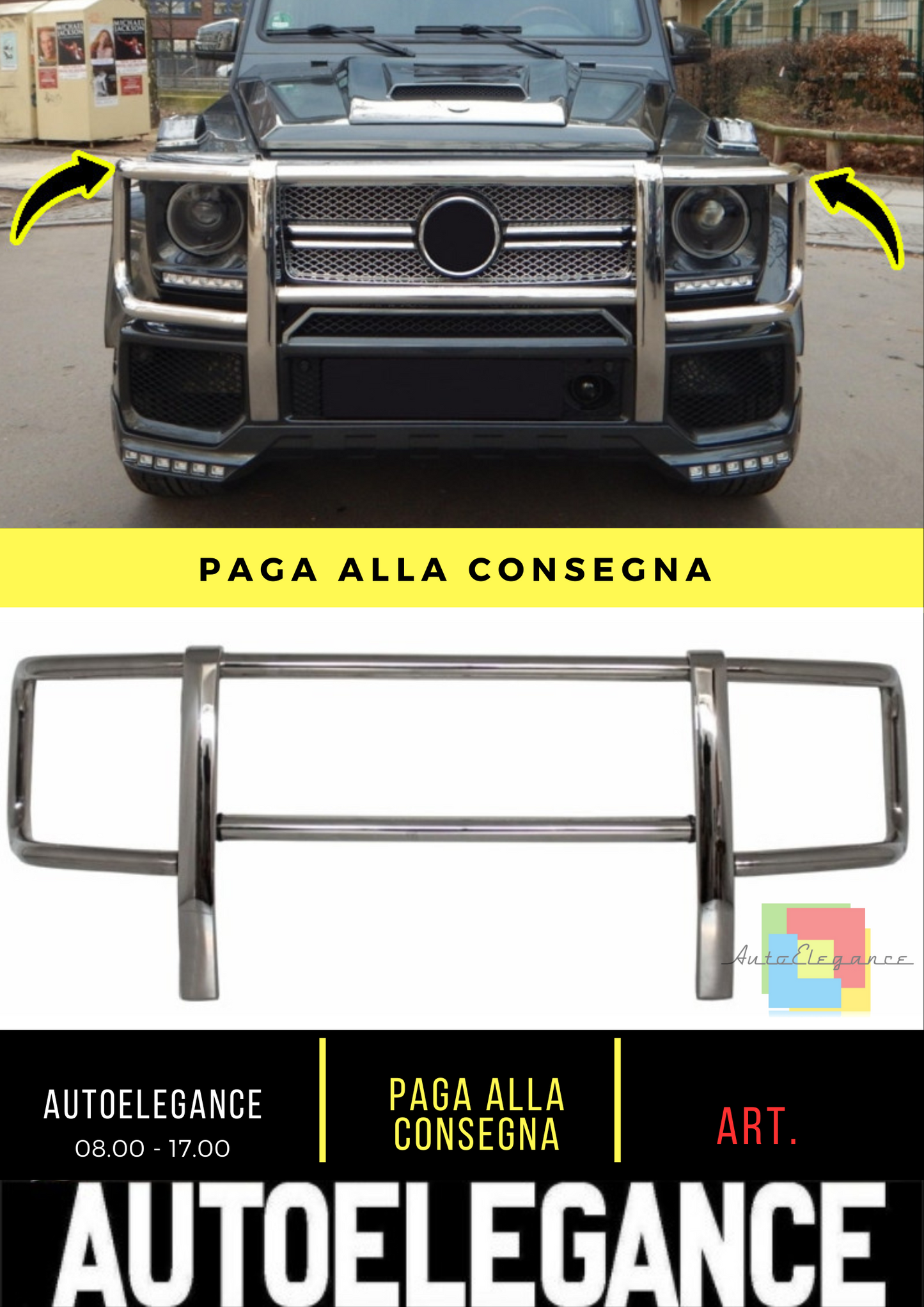 🔥BullBar adatto per Mercedes Classe G W463 (1989-2018) G63 G65 Design🔥