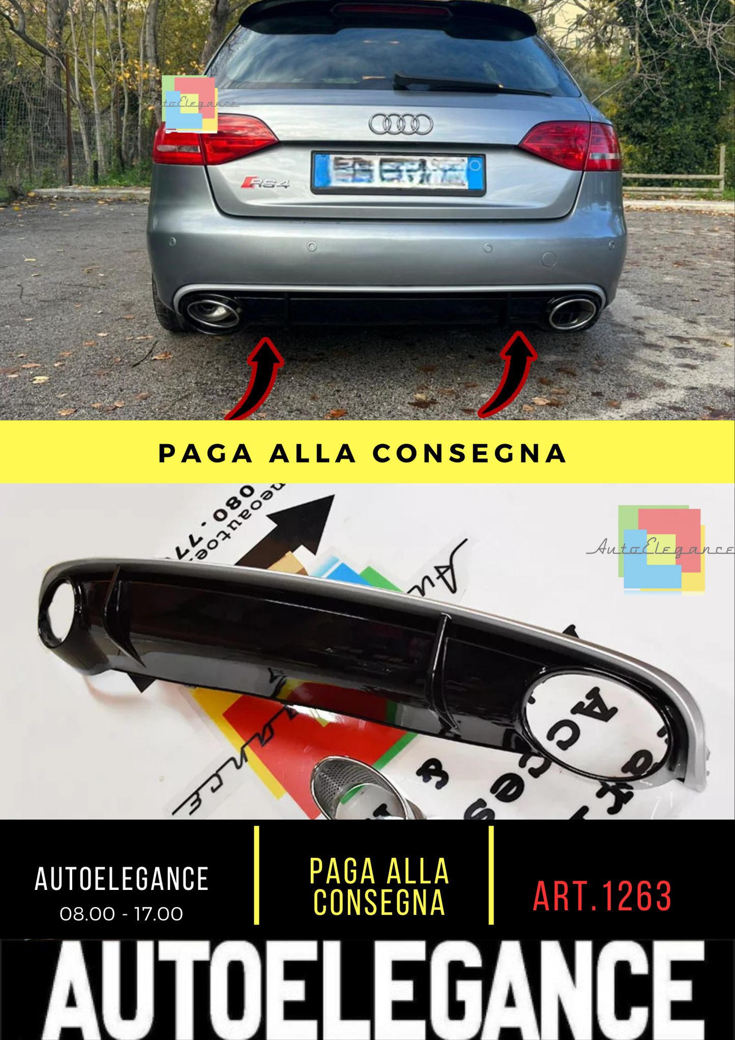 1263⭐ABS RS4 DIFFUSER UNDER BUMPER AUDI A4 B8 8K 2008-2012 AVANT SALOON⭐ 