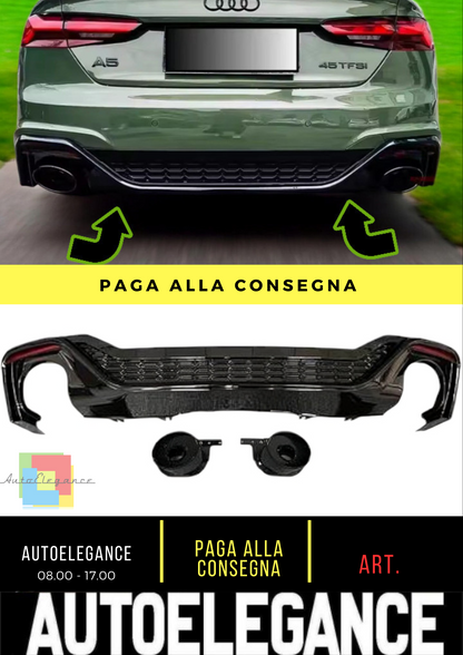 🔥Diffusore adatto per Audi a5 f5 2019+ lift coupe +sportback LOOK rs5 nero lucido🔥