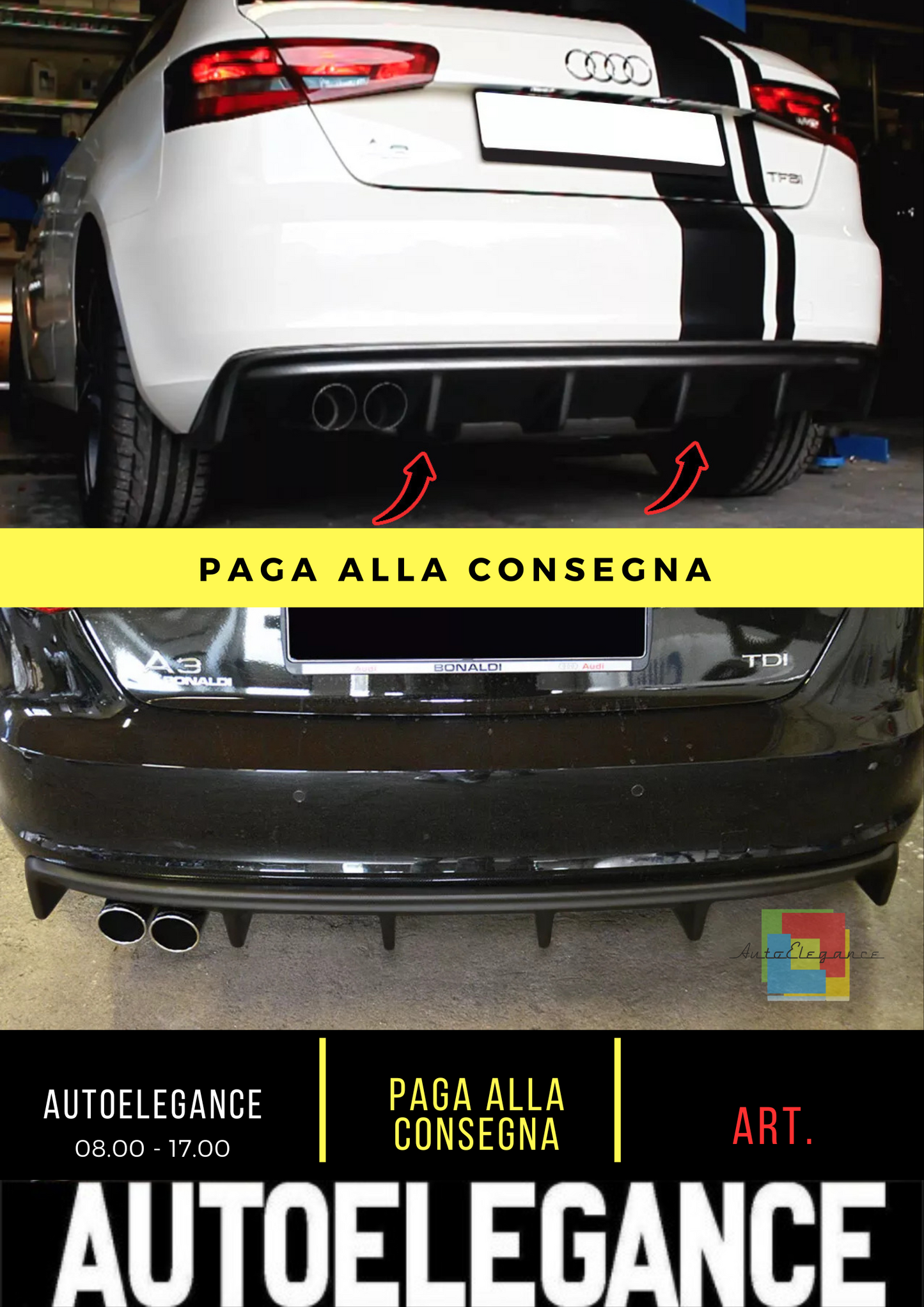 🔥AUDI A3 8V REAR APRON DIFFUSER / BUMPER ADDITION ( 2013-2016 )🔥