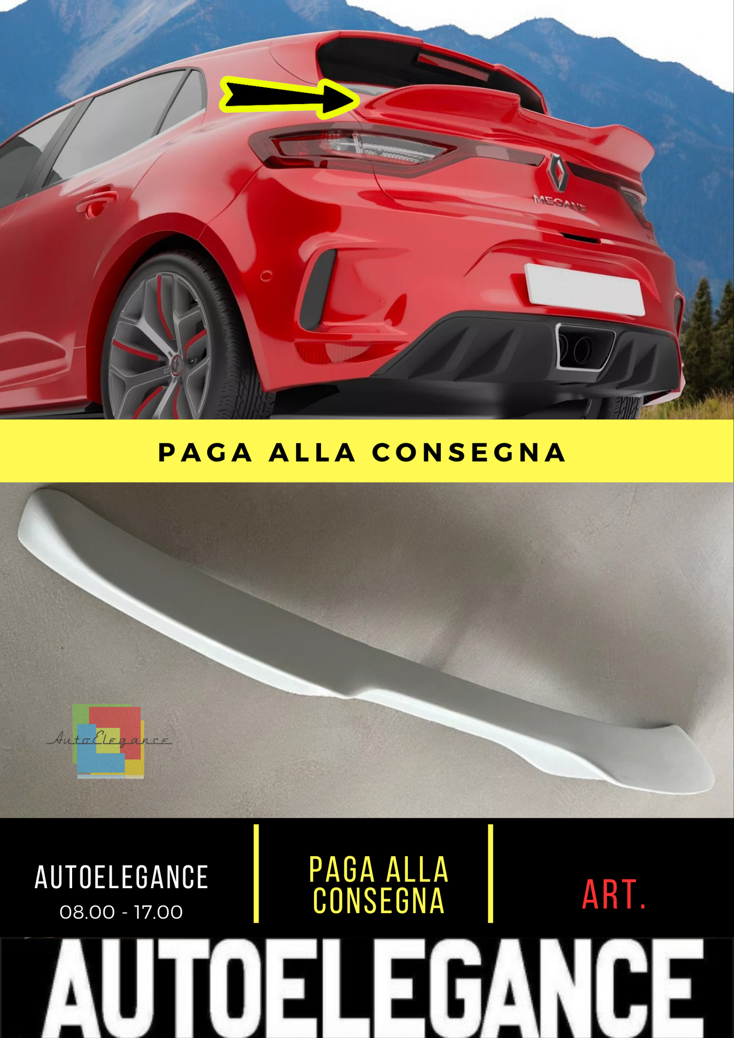 🔥CENTRAL REAR WING SPOILER SUITABLE FOR RENAULT MEGANE 4 (from 2016)🔥