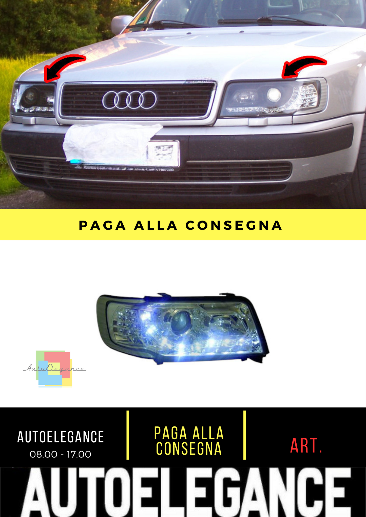 🔥SET DI FARI ANTERIORI ADATTO PER AUDI 100 (C4) 90-94 CROMATO🔥