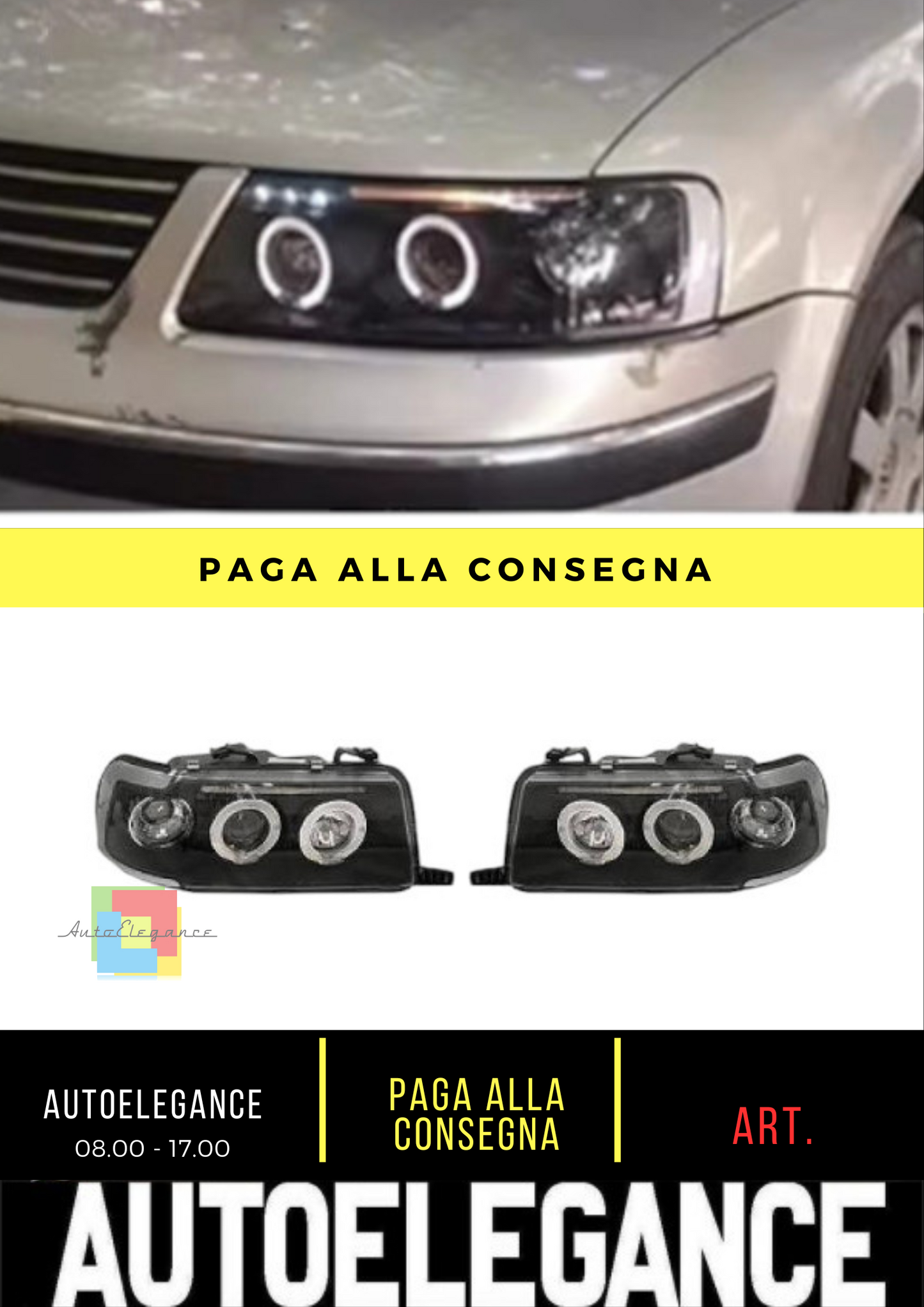 ⭐Headlight set 91-94 CLEAR GLASS/CHROME Suitable for Audi 80 Lim/Avant (B4) ⭐