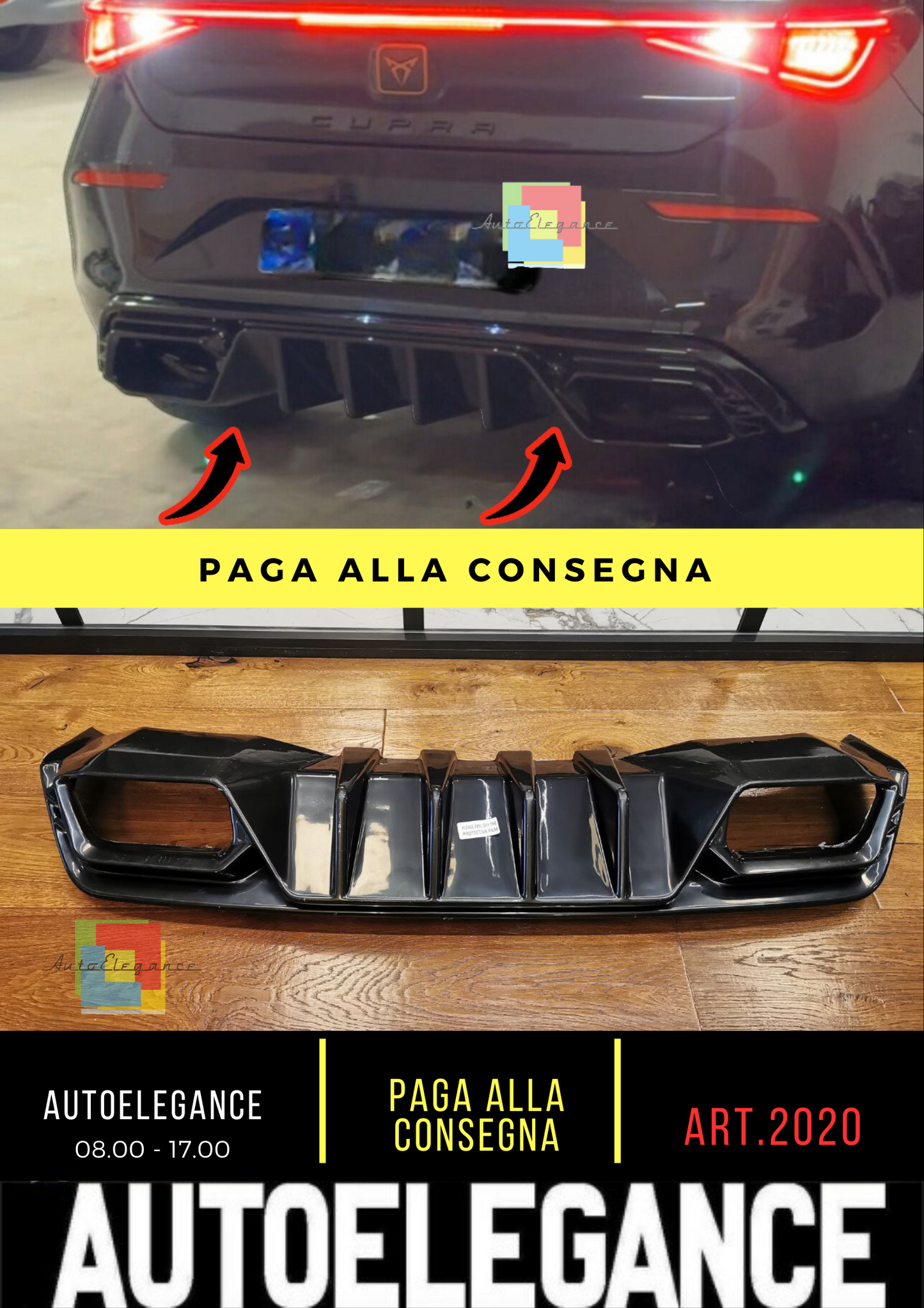 🔥2020 DIFFUSORE ADATTO PER CUPRA LEON 2020+ NERO LUCIDO🔥