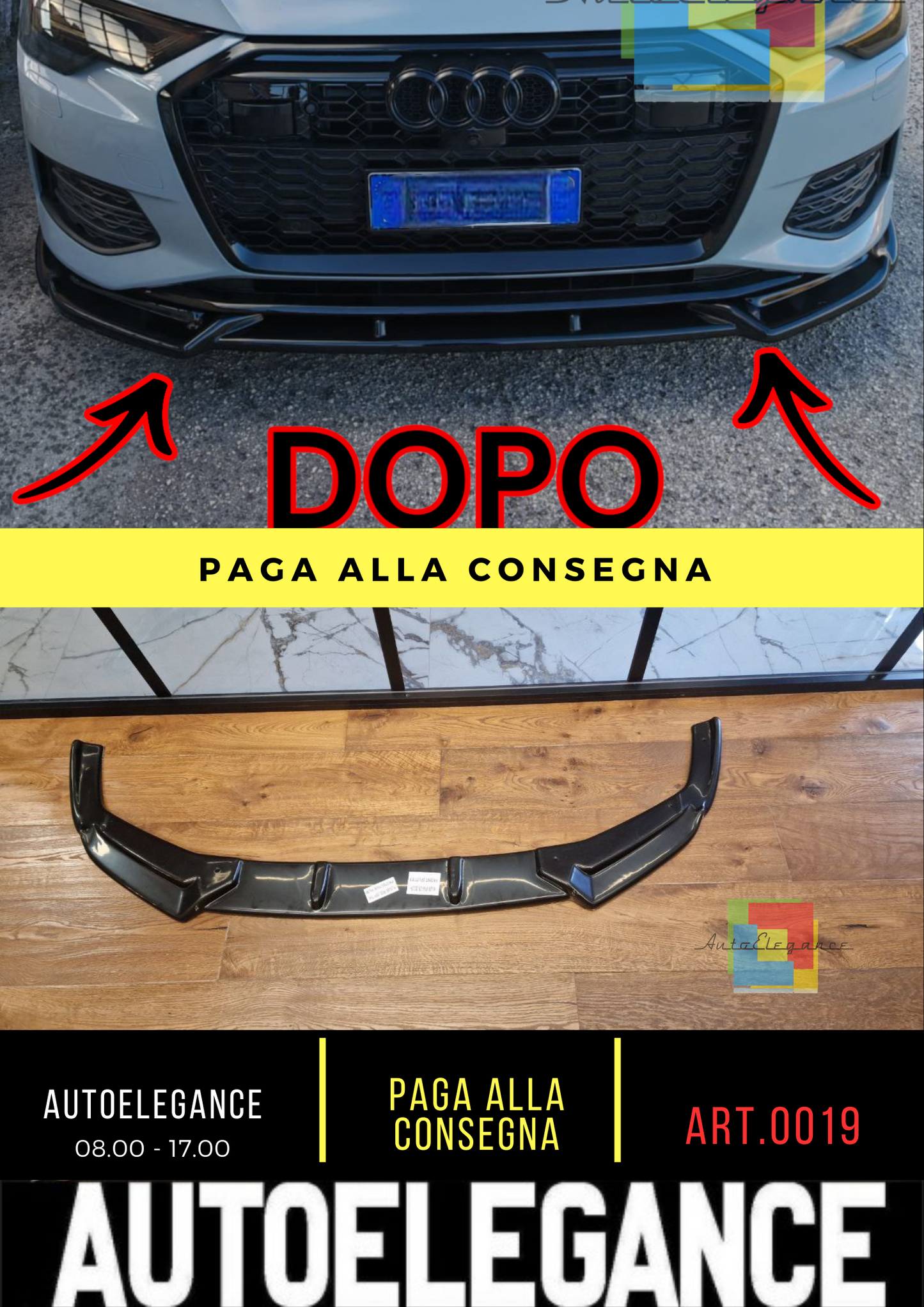 💥0019 SPLITTER SUITABLE FOR AUDI A6 C8 A6 C8 2018+ RS6 GLOSSY BLACK💥