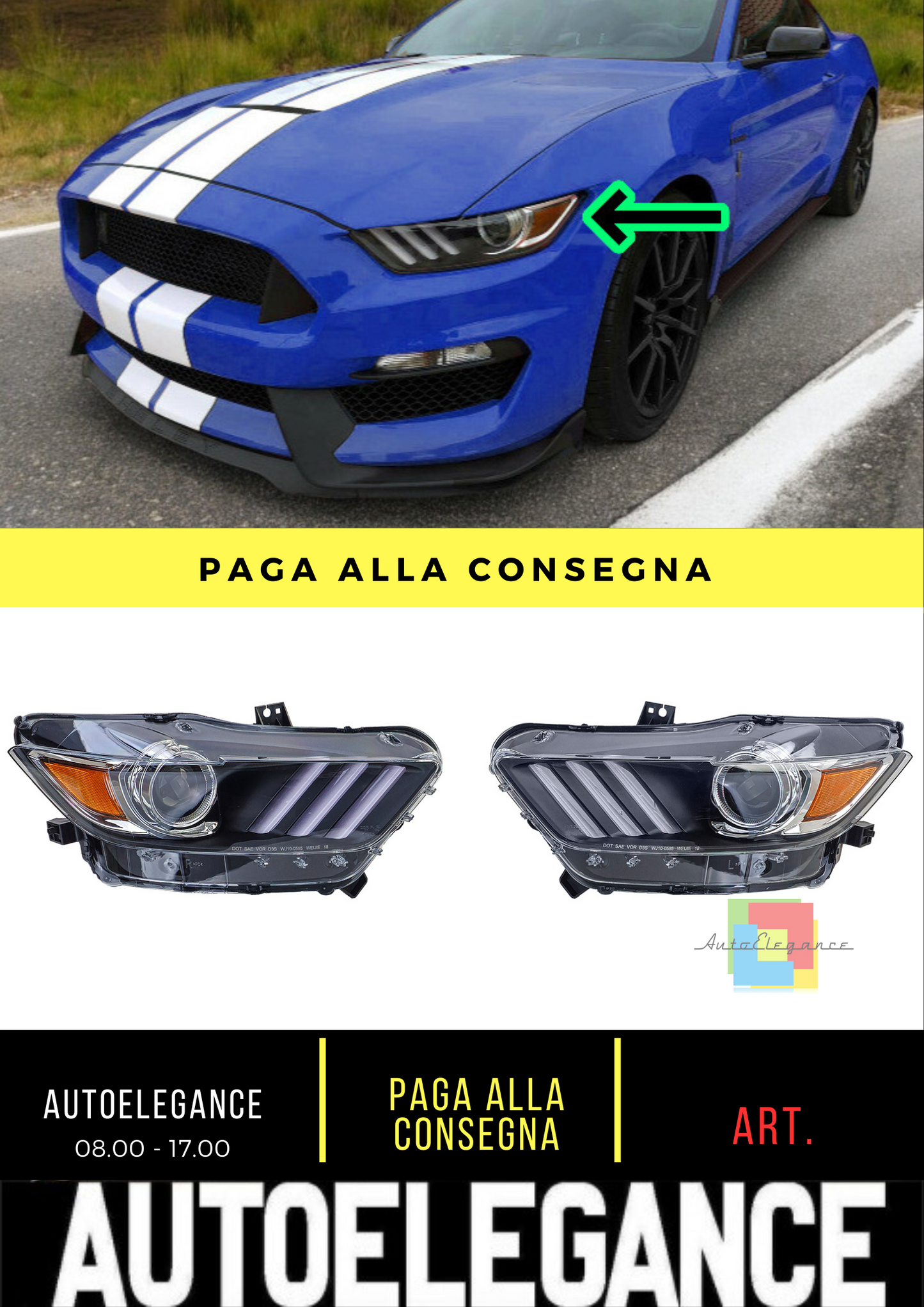 ✨EU Approved Xenon Headlight Set for Ford Mustang 6 Coupe Cabrio 14-17✨