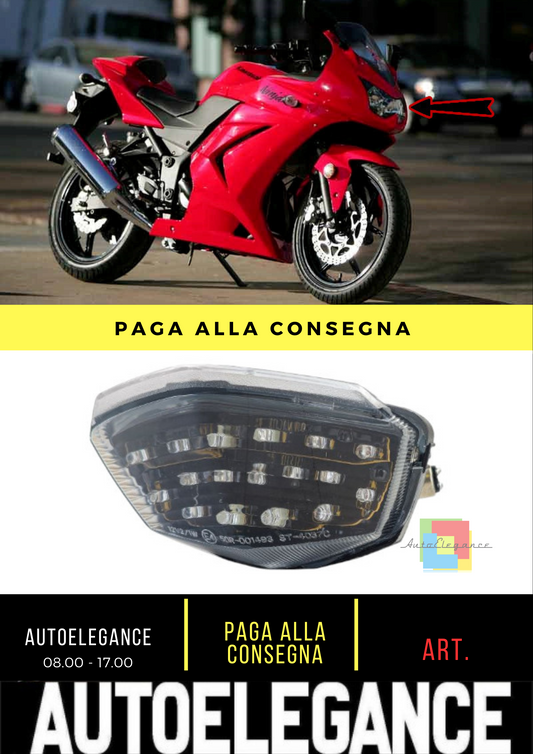 ⭐Fanale posteriore a LED per moto in trasparente nero Kawasaki Ninja 250R EX250⭐