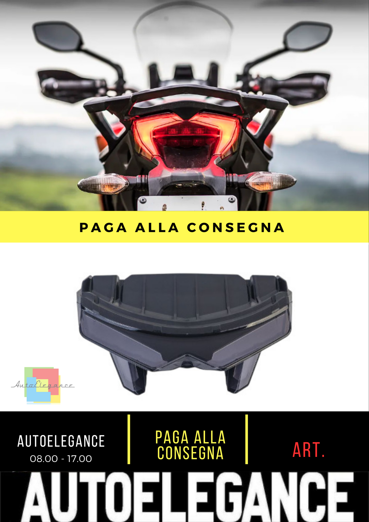 ⭐Fanale posteriore a LED per moto in trasparente nero per Ducati Multistrada950⭐