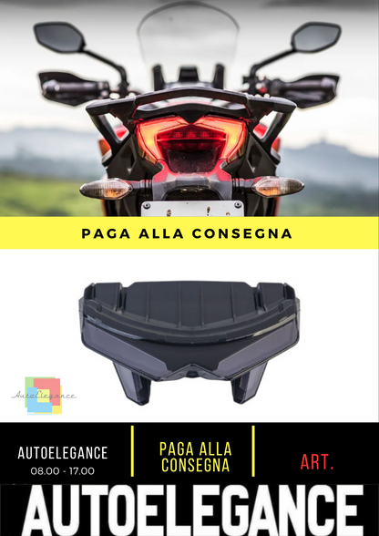 ⭐Fanale posteriore a LED per moto in trasparente nero per Ducati Multistrada950⭐