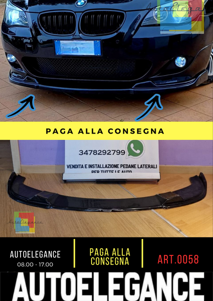 0058⭐SPLITTER ANTERIORE ADATTO PER BMW SERIE 5 E60 E61 M TECH ABS NERO LAMA⭐