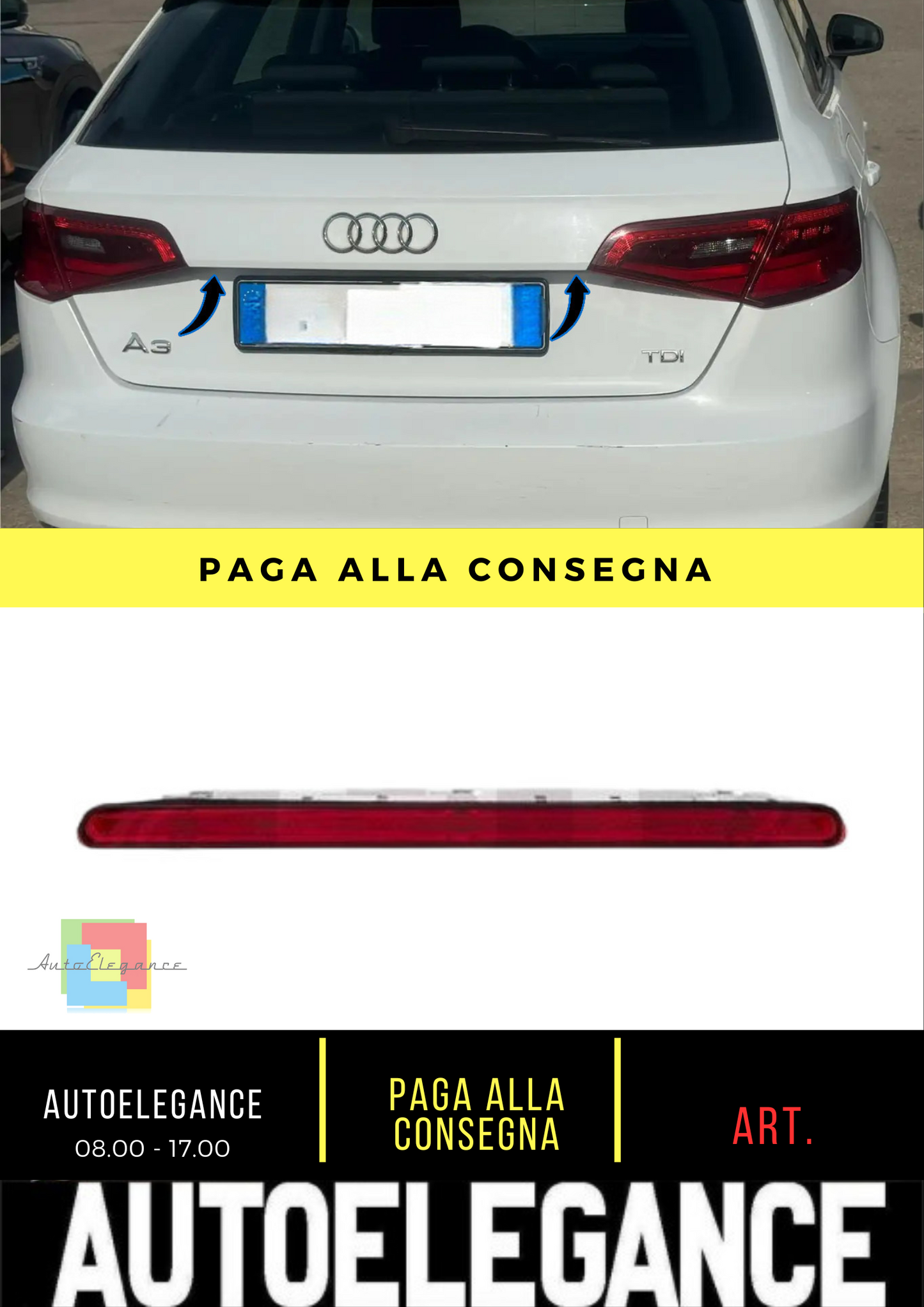 ⭐Auxiliary Stop Light Suitable For Audi A3 03-12 LED⭐