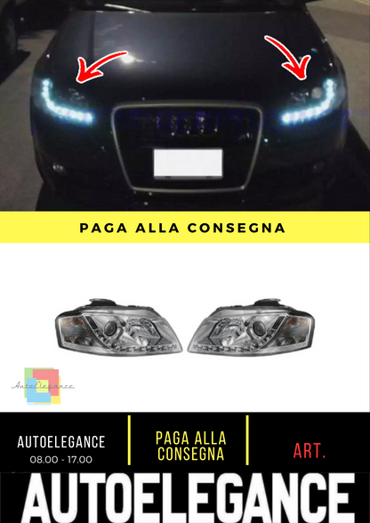 ⭐Set fari Anteriore TRASPARENTE/CROMATO Adatto Per Audi A3 03-08⭐